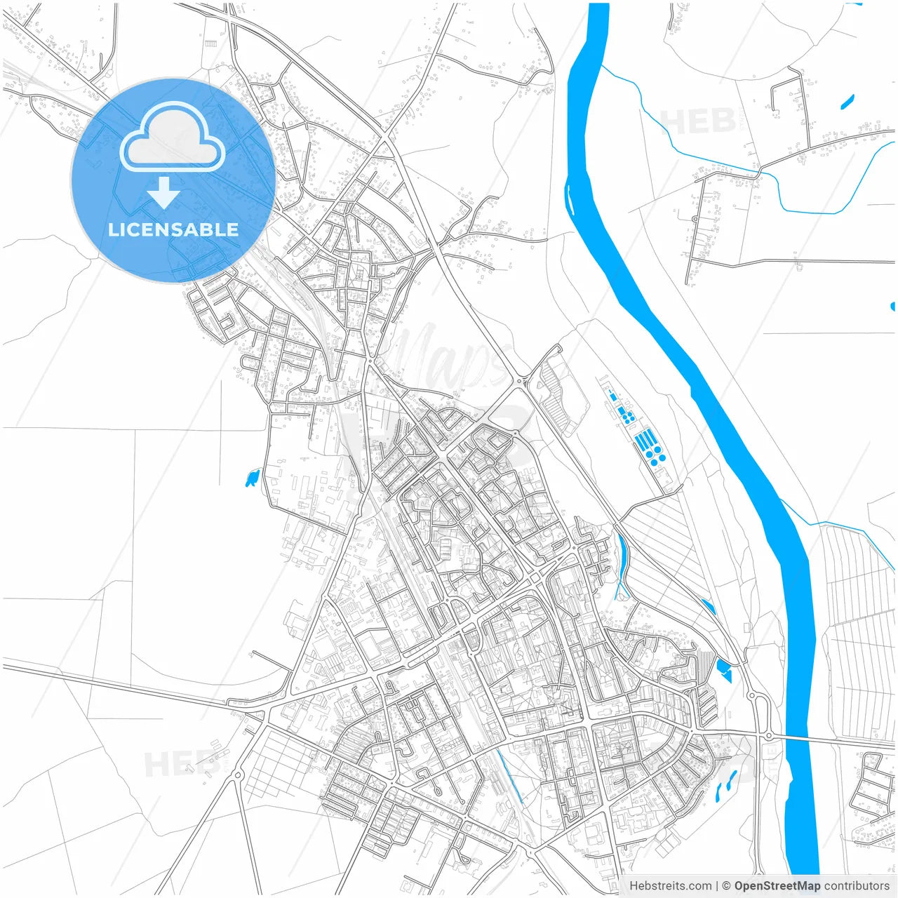 Stalowa Wola, Podkarpackie, Poland, city map with high resolution roads.