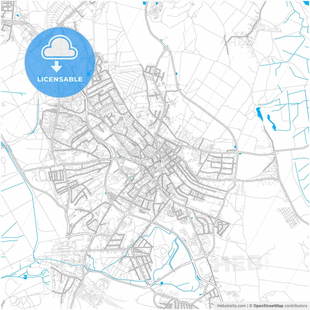 Jaworzno, Silesian, Poland, city map with high resolution roads.