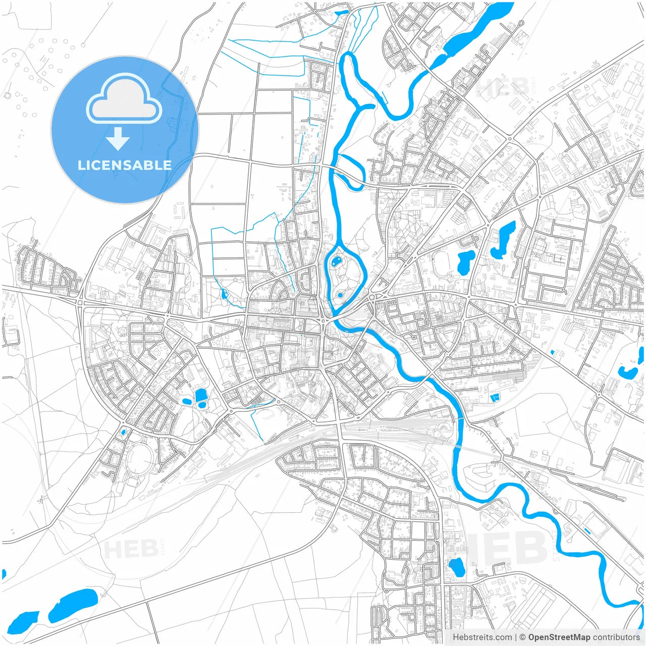 Piła, Greater Poland, Poland, city map with high resolution roads.