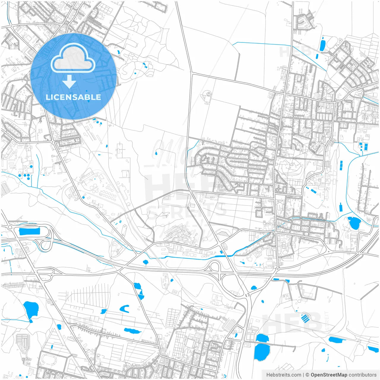 Piekary Śląskie, Silesian, Poland, city map with high resolution roads.