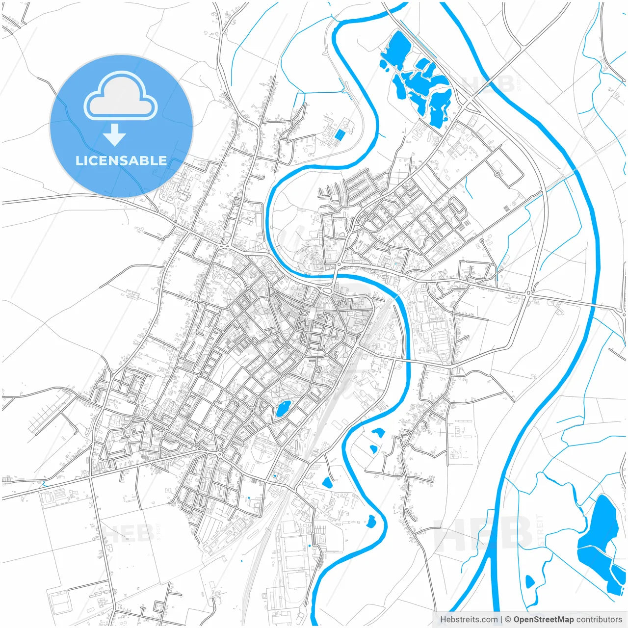 Racibórz, Silesian, Poland, city map with high resolution roads.