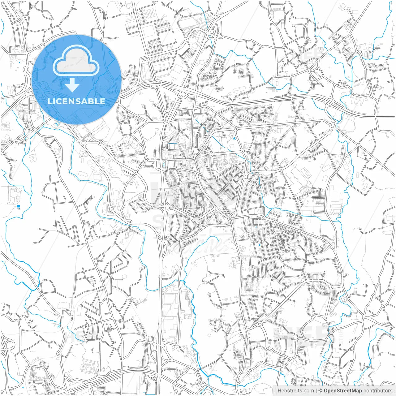 Maia, Porto, Portugal, city map with high resolution roads.