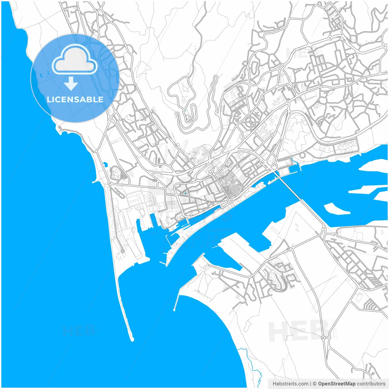 Viana do Castelo, Viana do Castelo, Portugal, city map with high resolution roads.