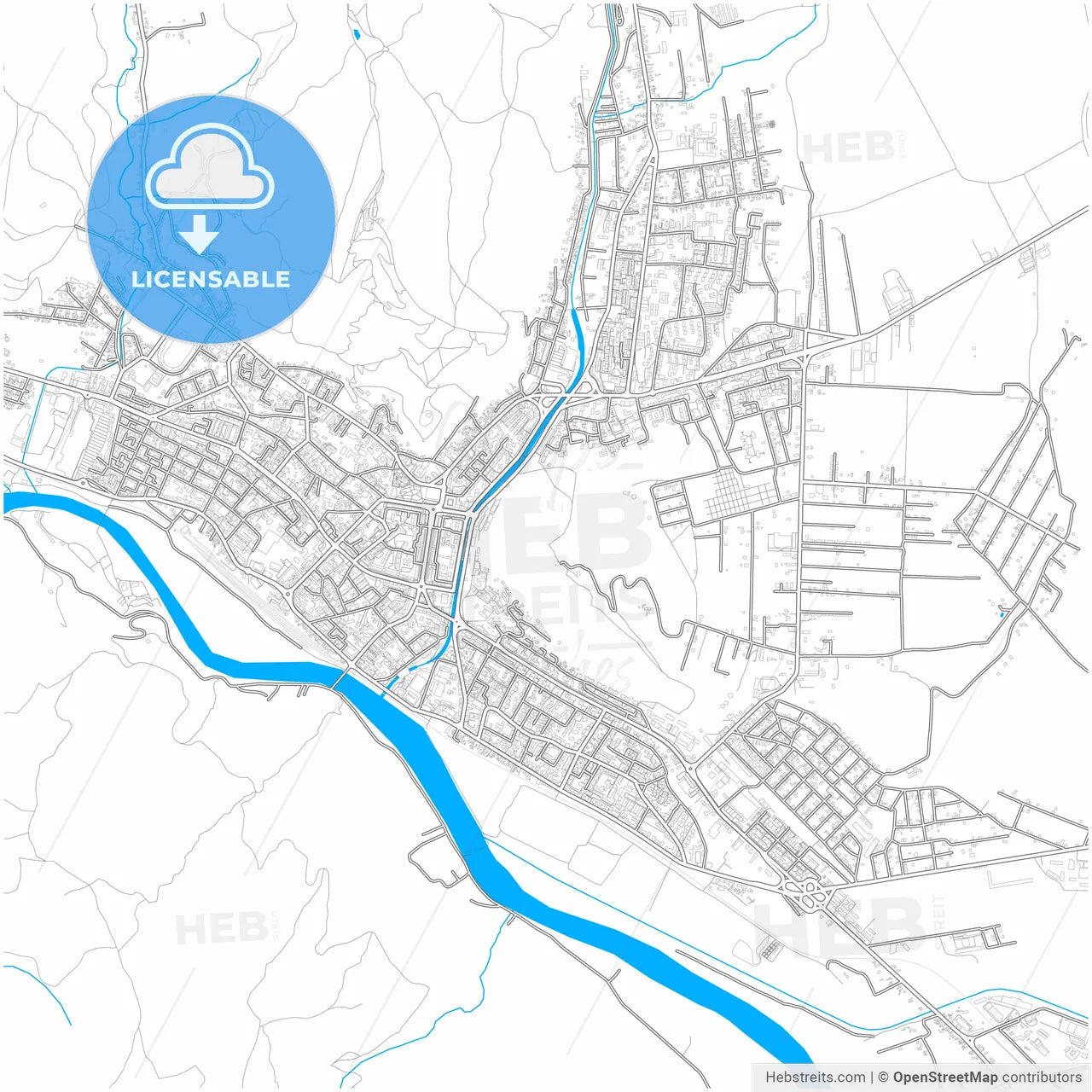 Piatra Neamț, Neamț, Romania, city map with high resolution roads.