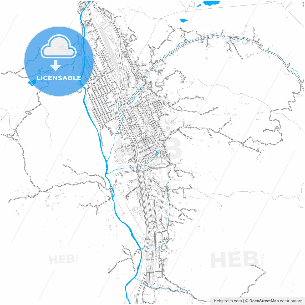 Petroșani, Hunedoara, Romania, city map with high resolution roads.