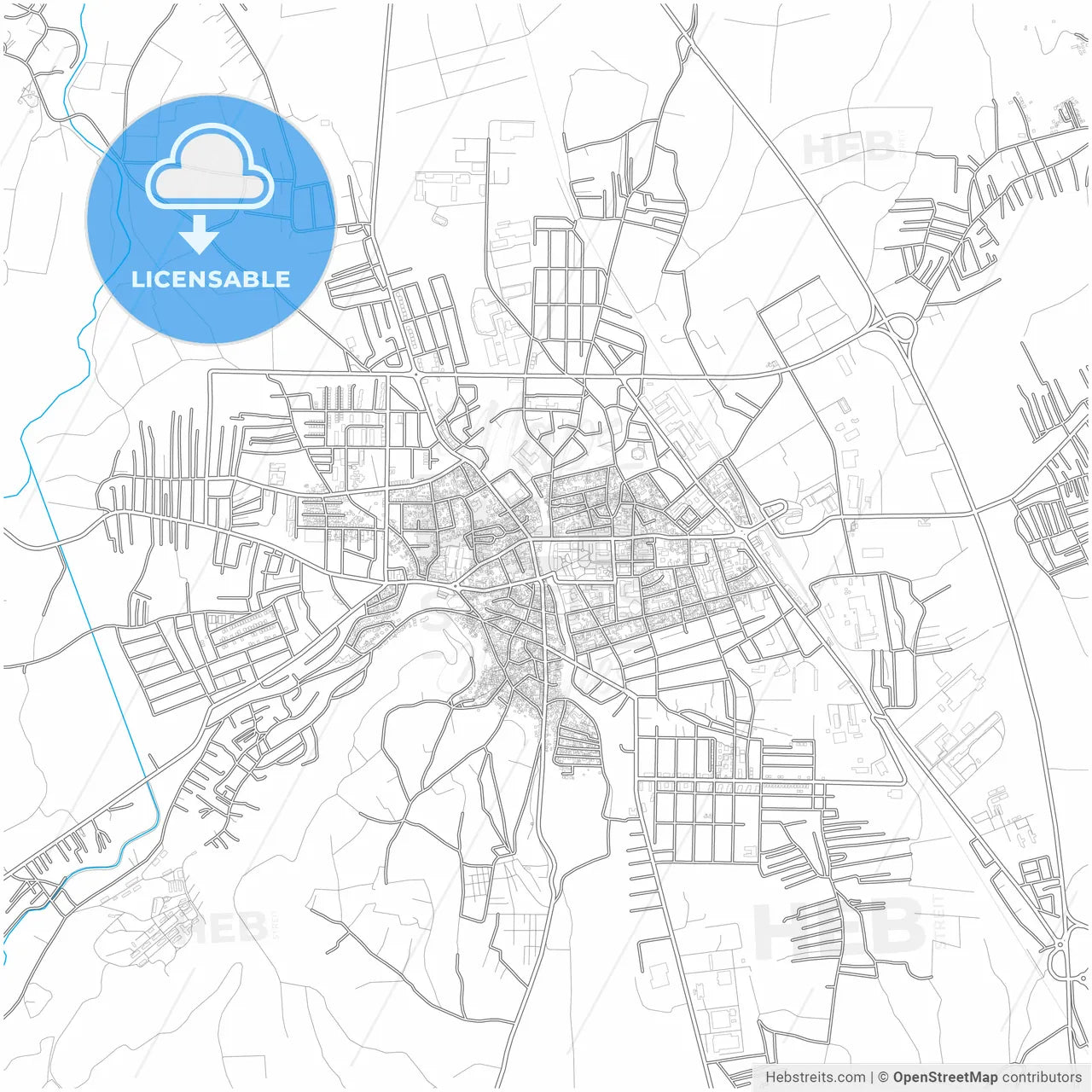 Leskovac, Jablanica, Serbia, city map with high resolution roads.
