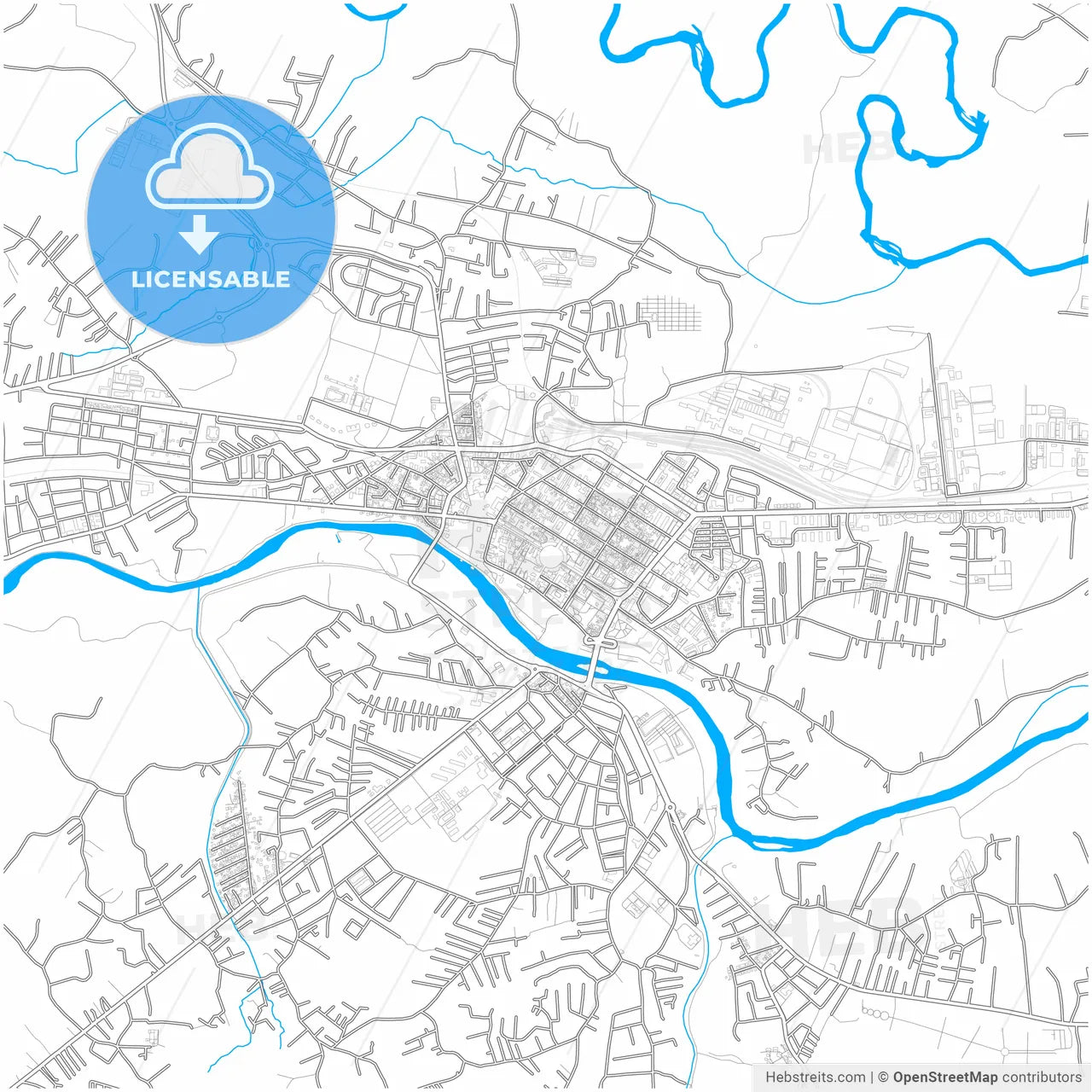 Kraljevo, Raška, Serbia, city map with high resolution roads.