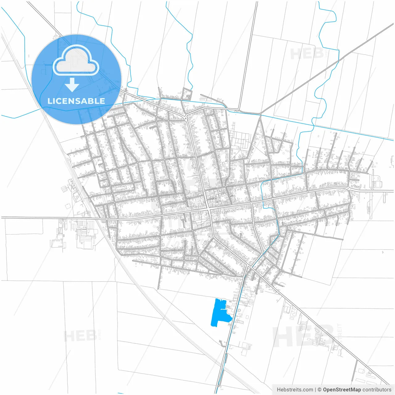Stara Pazova, Srem, Serbia, city map with high resolution roads.