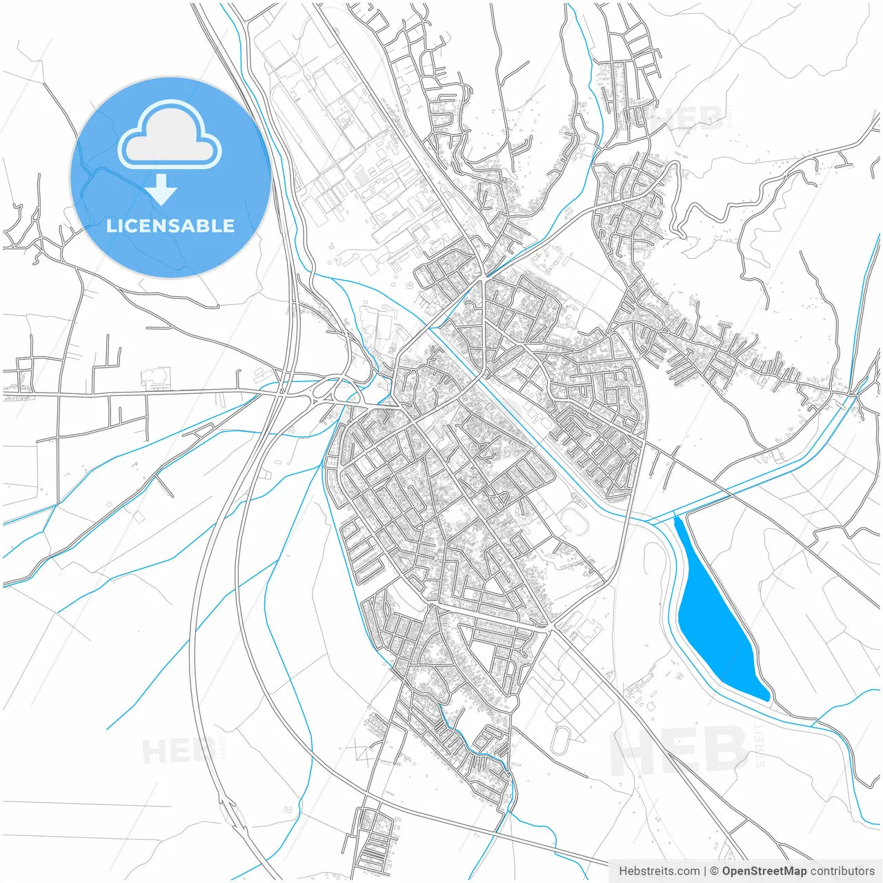 Pirot, Pirot, Serbia, city map with high resolution roads.