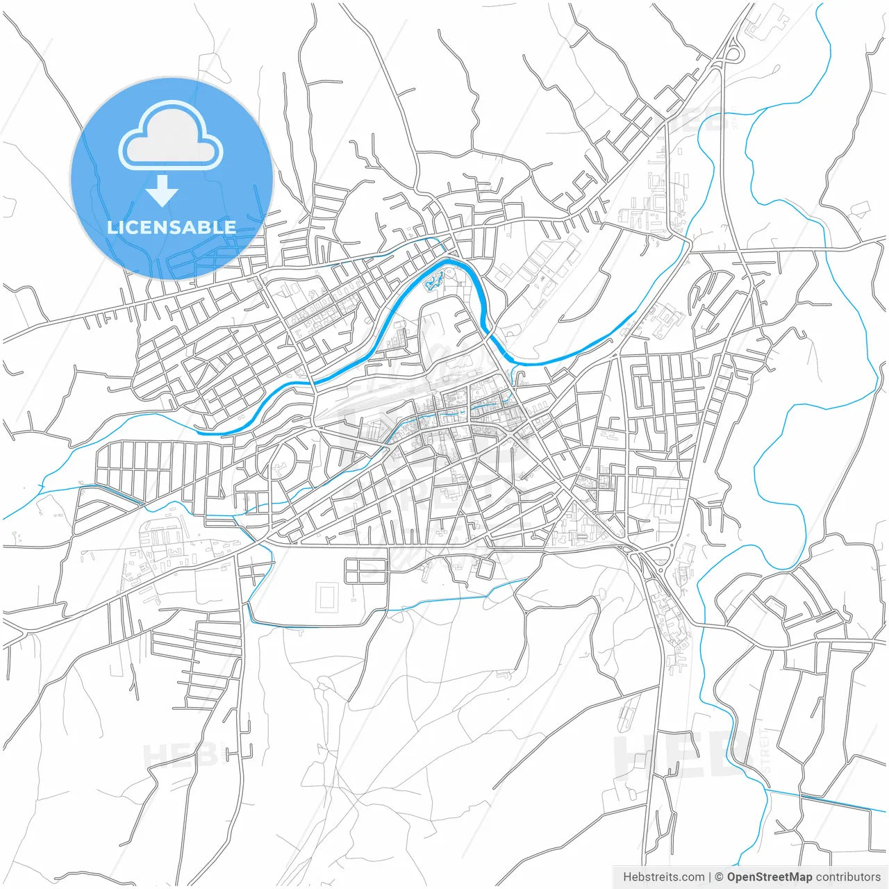 Zaječar, Zaječar, Serbia, city map with high resolution roads.