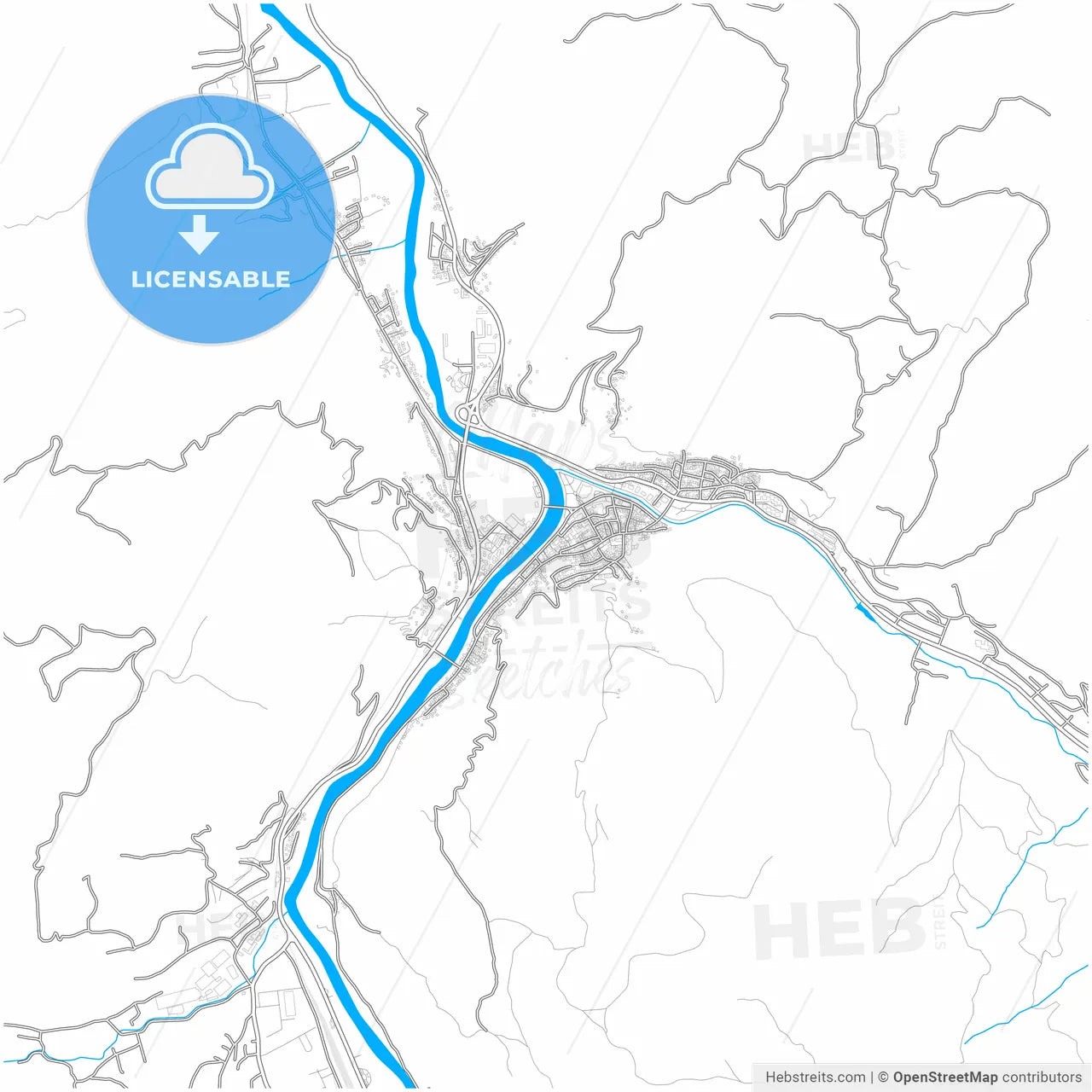 Prijepolje, Zlatibor, Serbia, city map with high resolution roads.