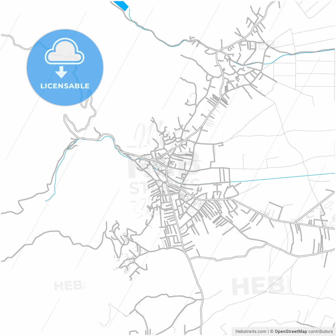 Preševo, Pčinja, Serbia, city map with high resolution roads.