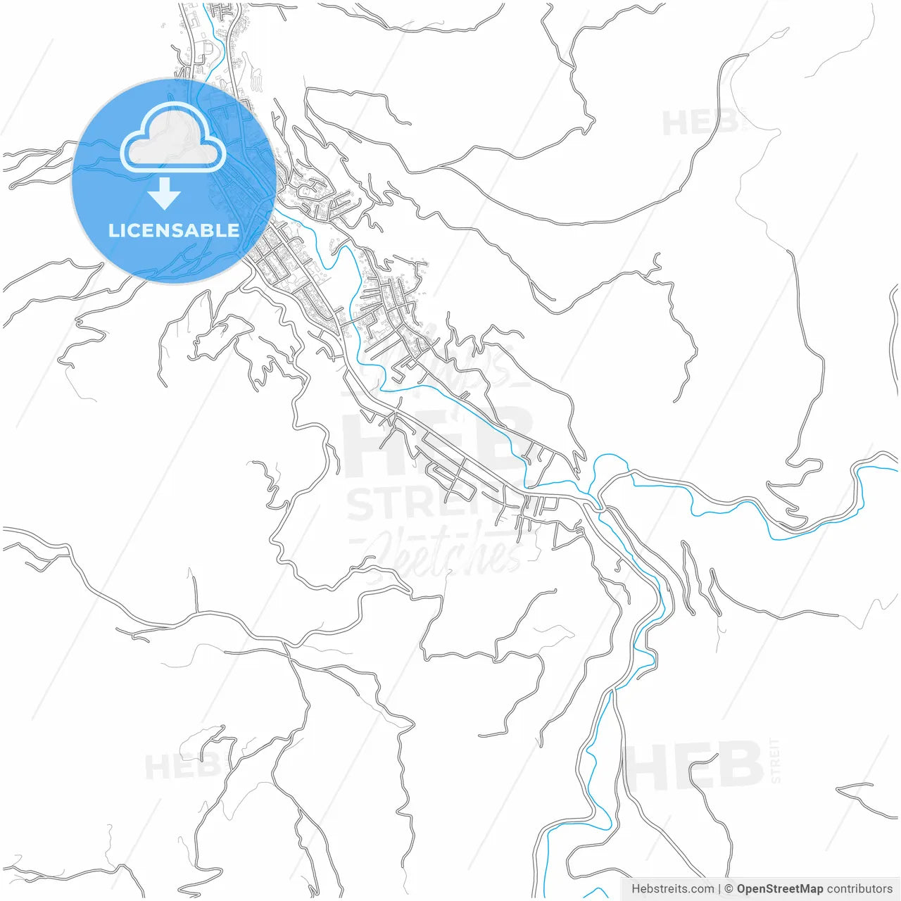 Ivanjica, Moravica, Serbia, city map with high resolution roads.