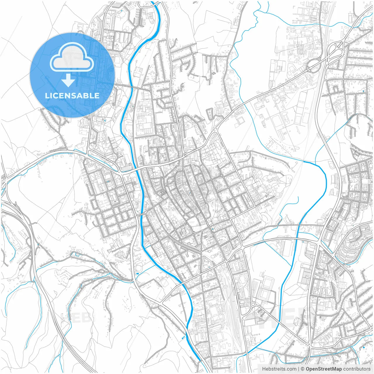 Prešov, Prešov Region, Slovakia, city map with high resolution roads.