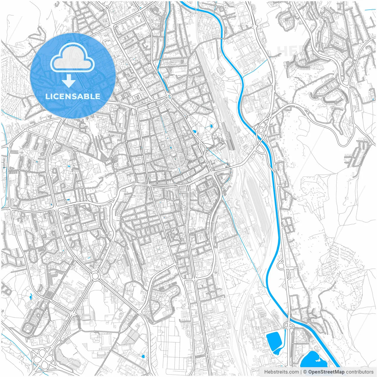 Košice, Košice Region, Slovakia, city map with high resolution roads.