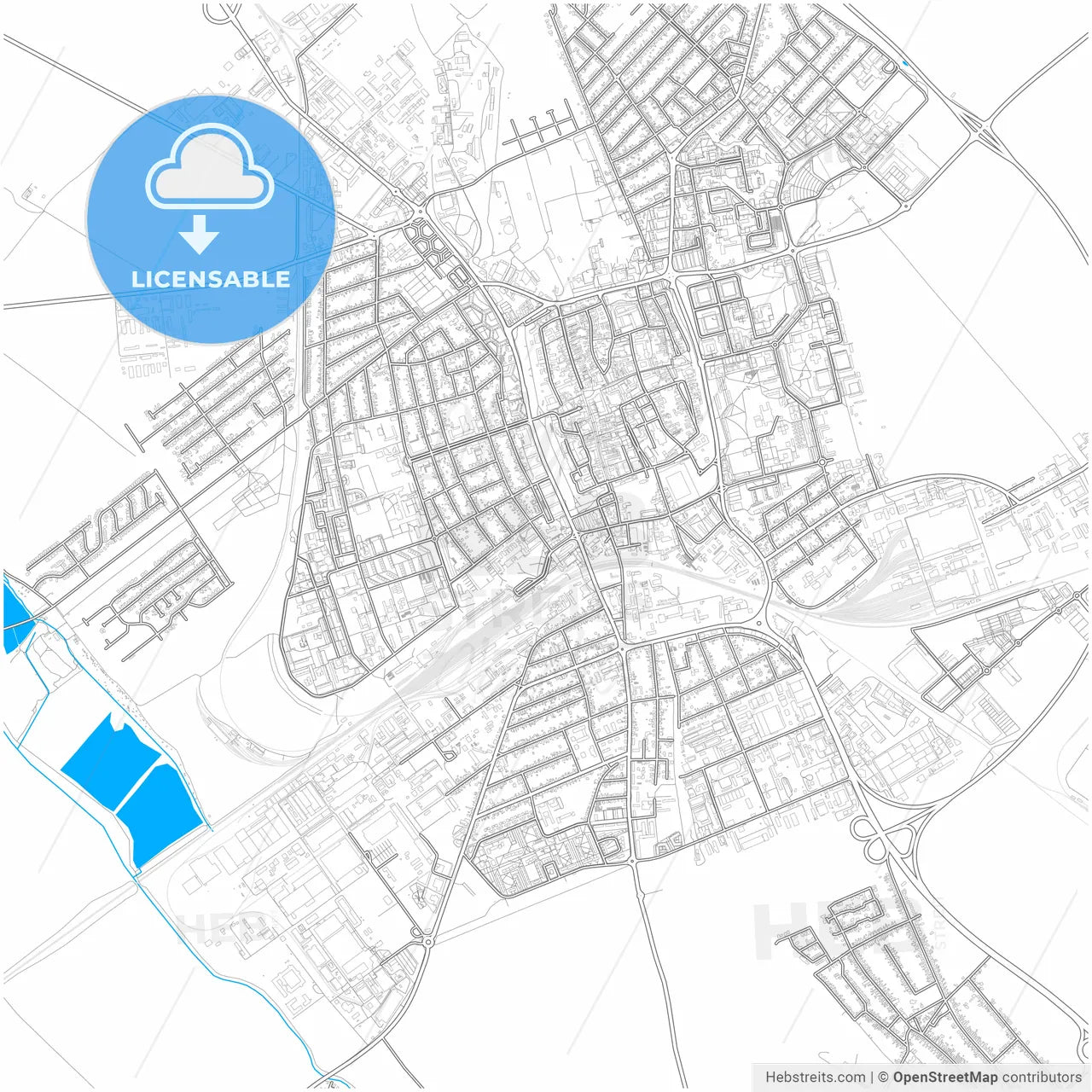 Trnava, Trnava Region, Slovakia, city map with high resolution roads.