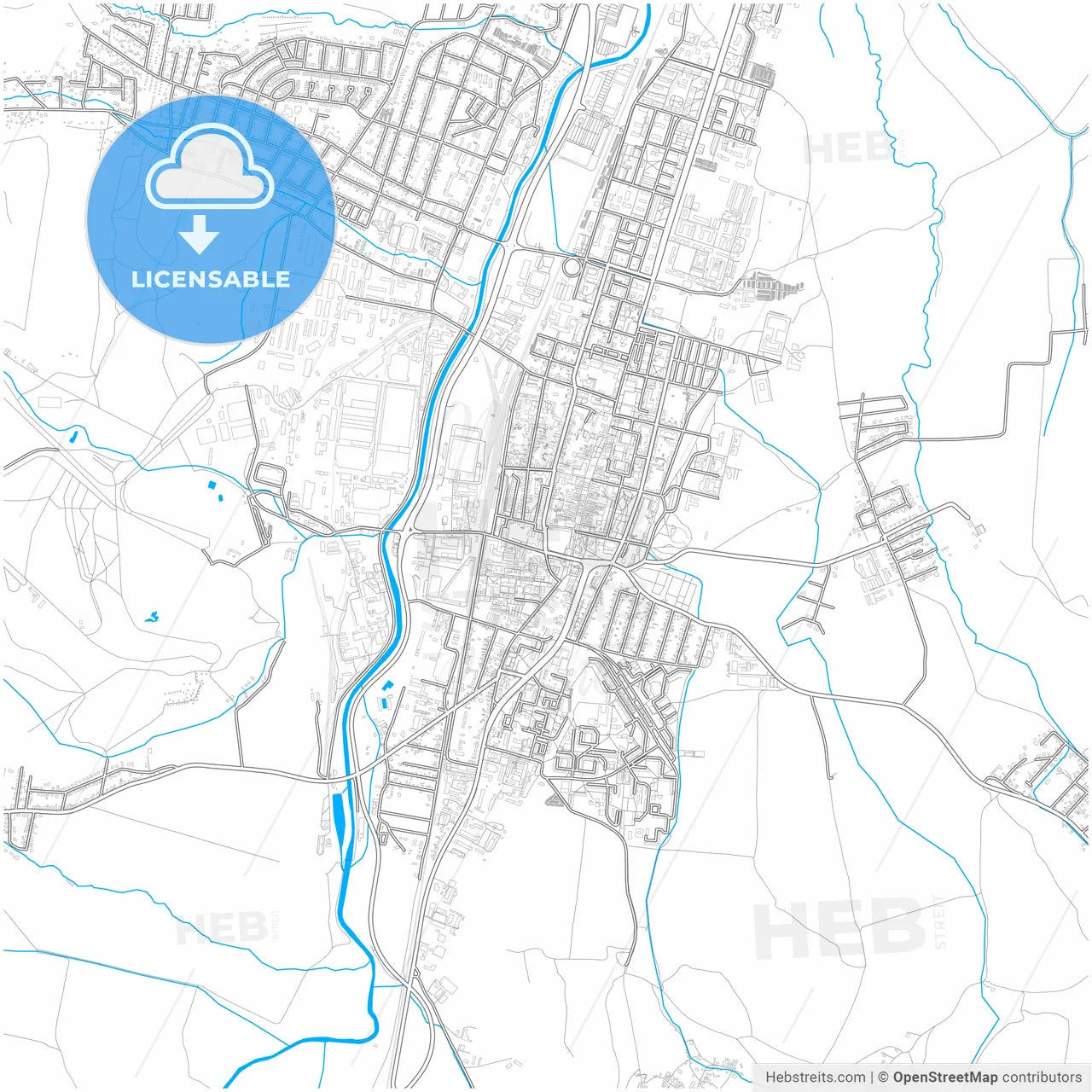 Martin, Žilina Region, Slovakia, city map with high resolution roads.
