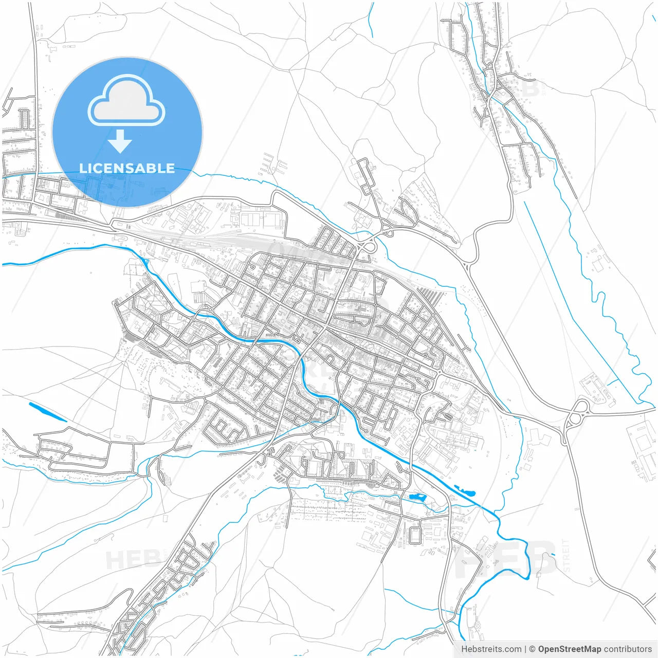 Spišská Nová Ves, Košice Region, Slovakia, city map with high resolution roads.