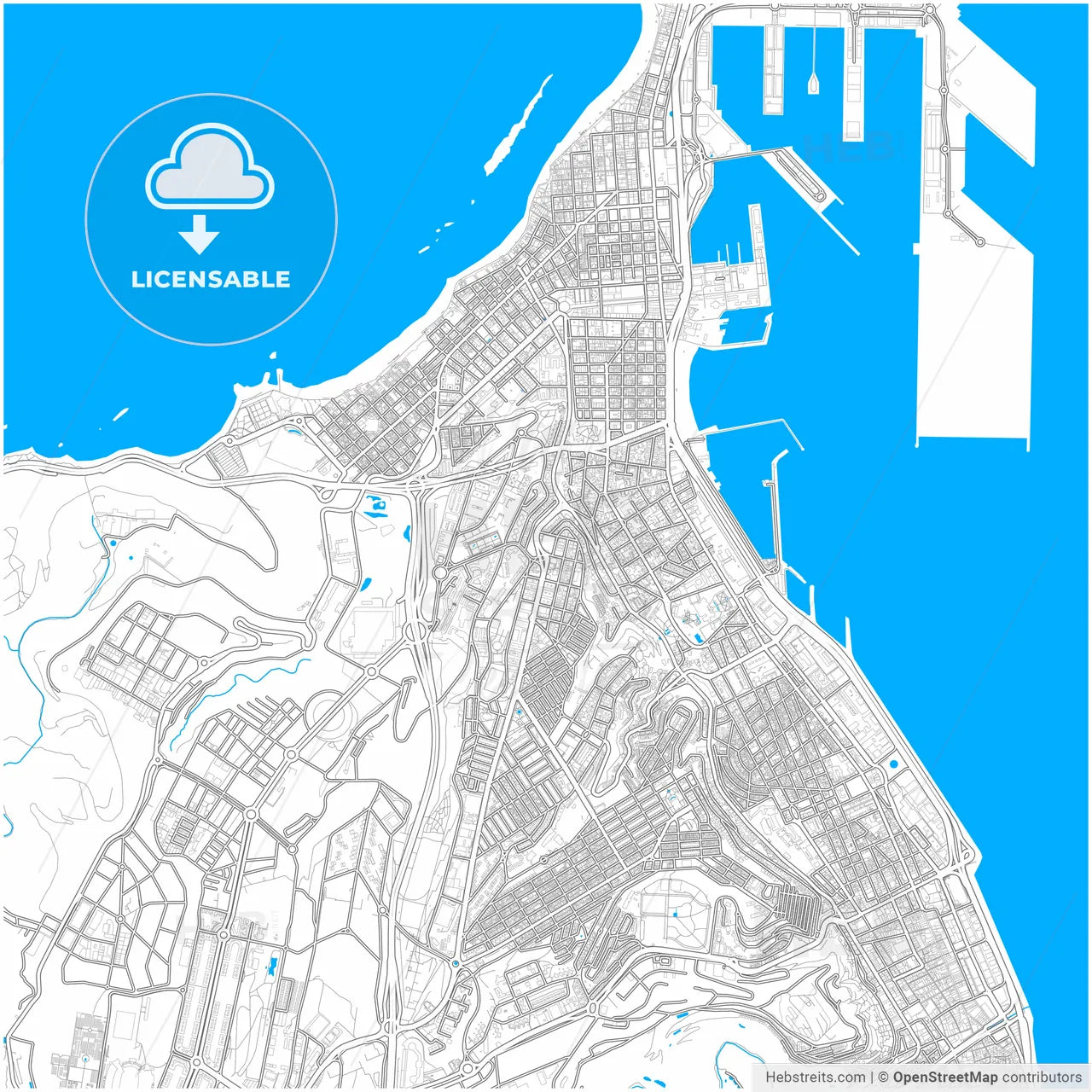 Las Palmas de Gran Canaria, Las Palmas, Spain, city map with high resolution roads.