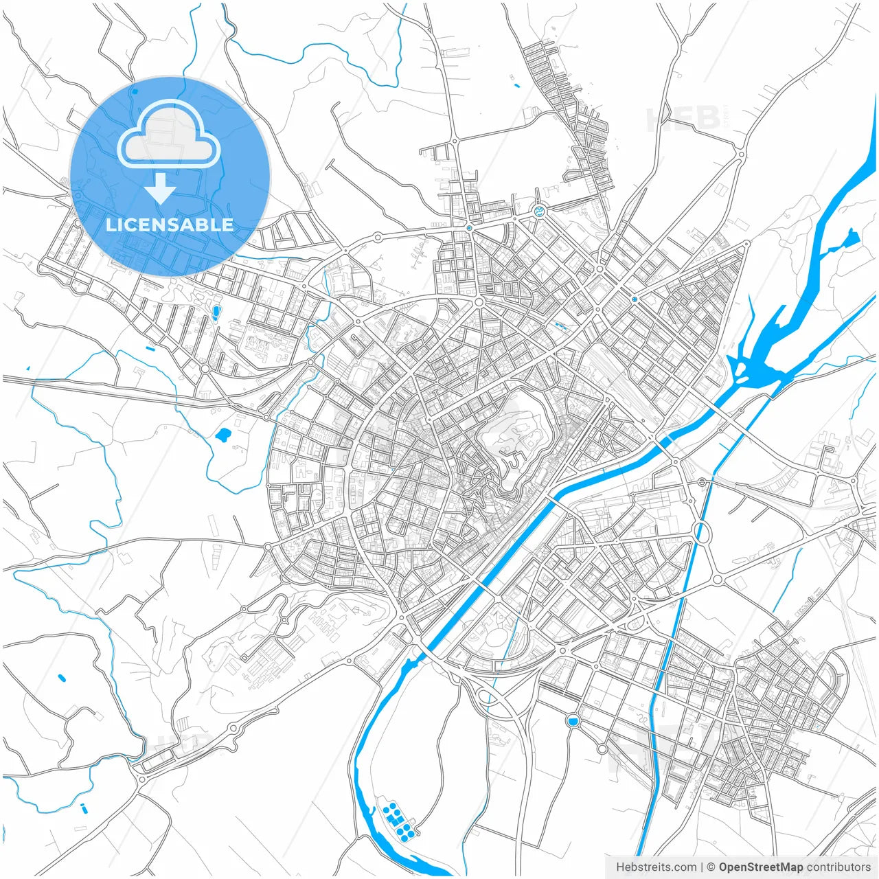 Lleida, Spain, city map with high resolution roads.
