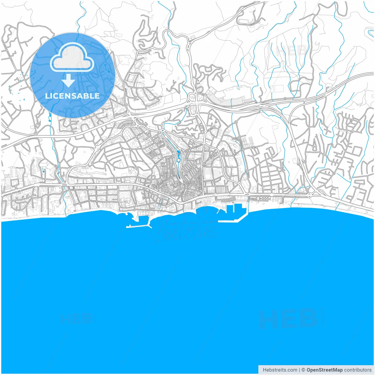 Marbella, Málaga, Spain, city map with high resolution roads.