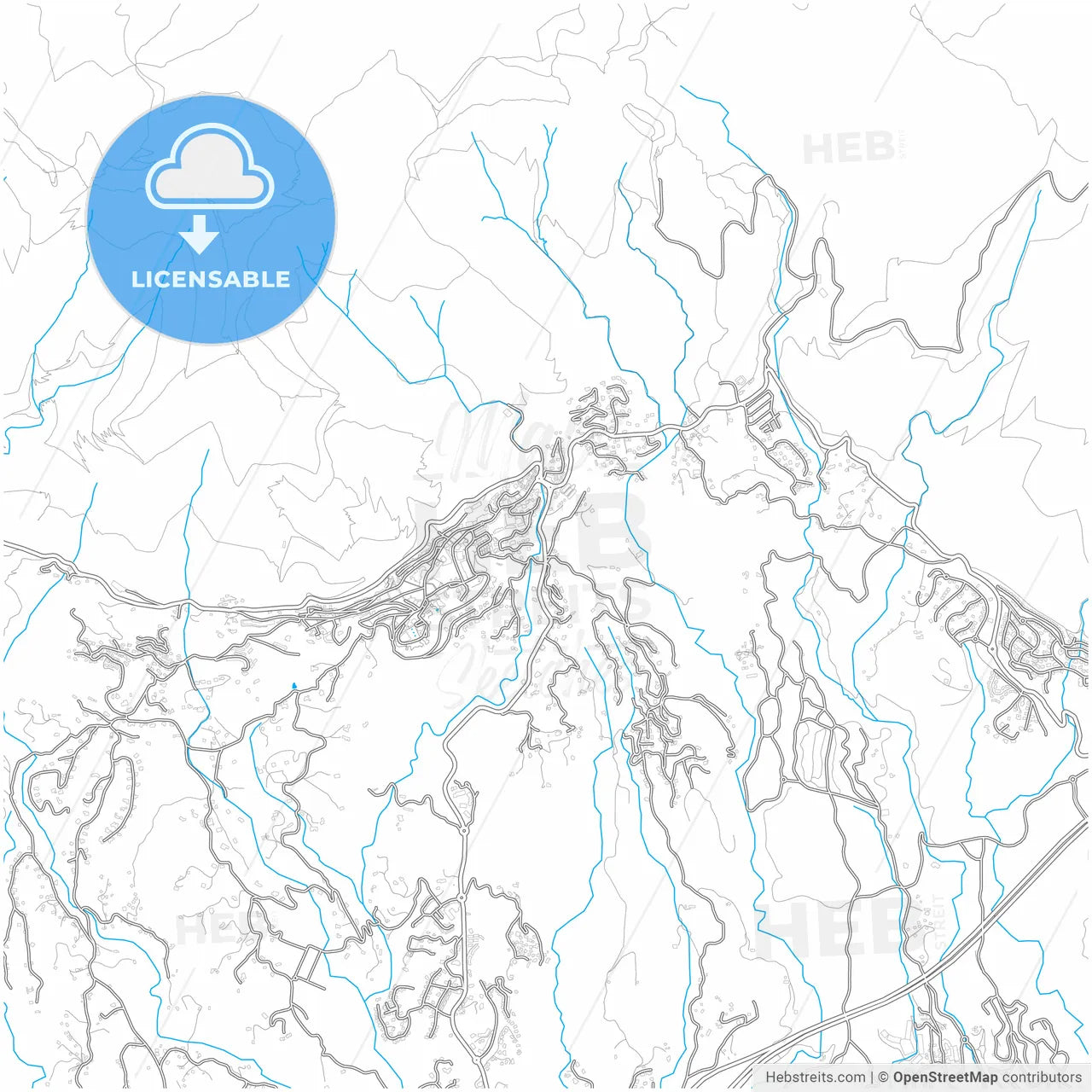Mijas, Málaga, Spain, city map with high resolution roads.