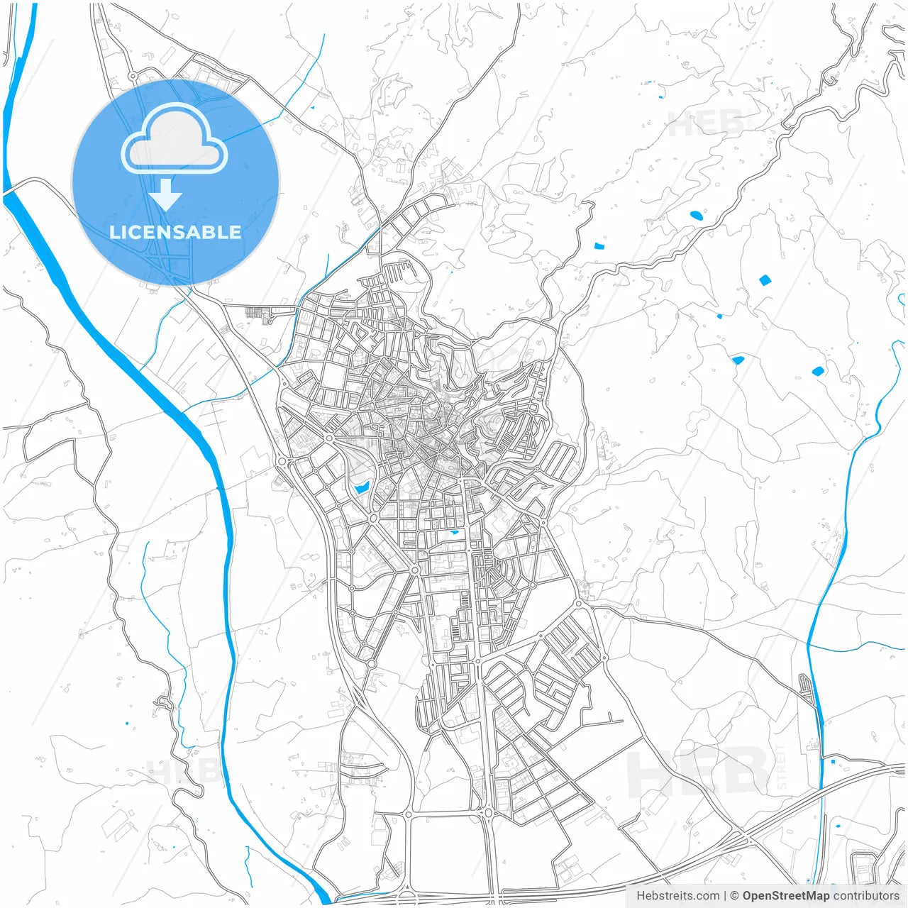 Vélez-Málaga, Málaga, Spain, city map with high resolution roads.