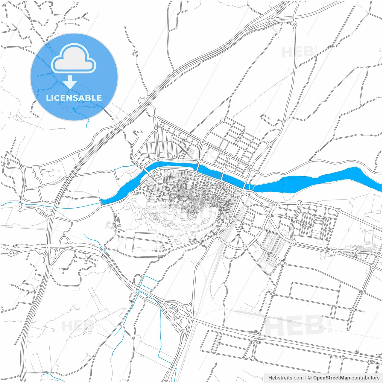 Sagunto, Valencia, Spain, city map with high resolution roads.
