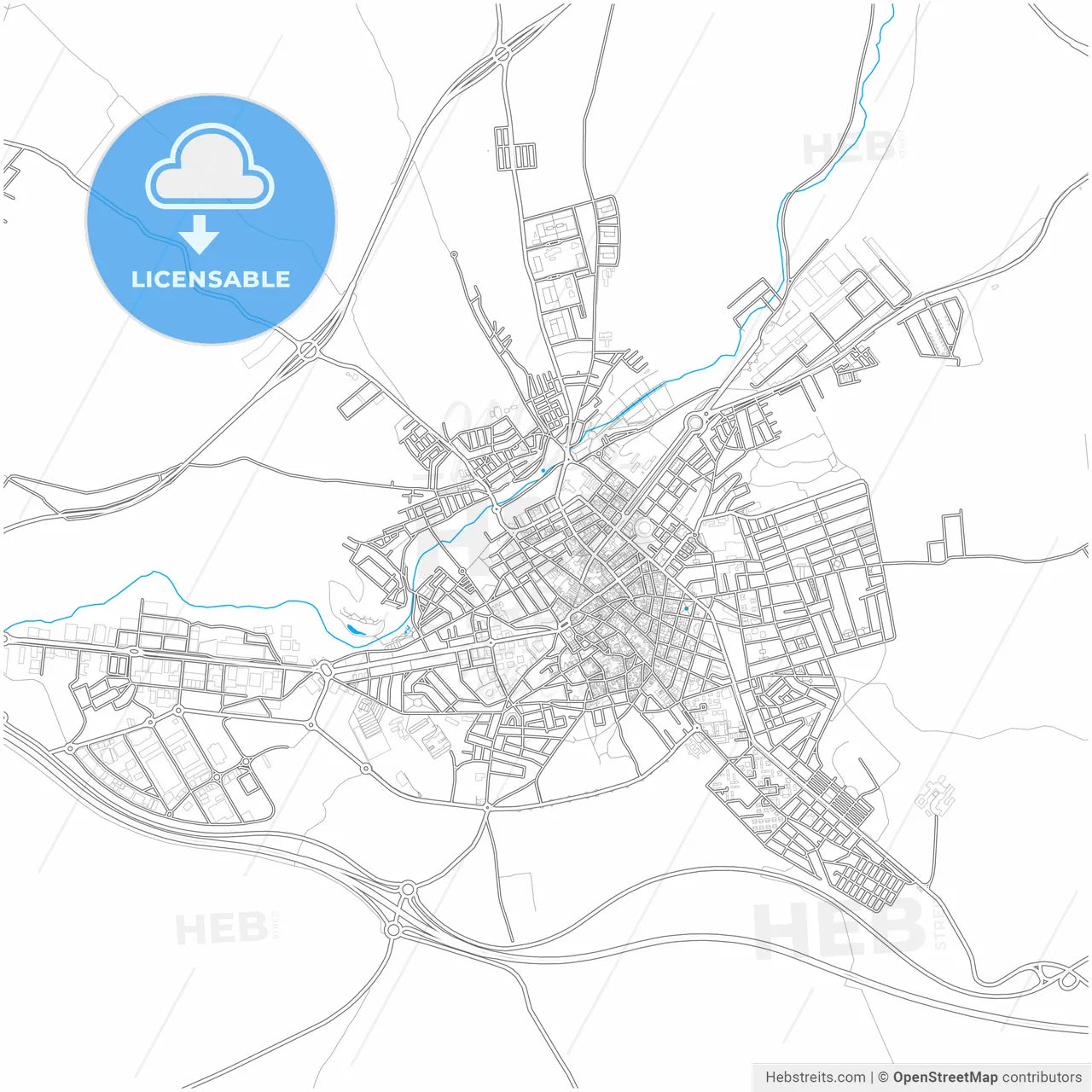 Linares, Jaén, Spain, city map with high resolution roads.