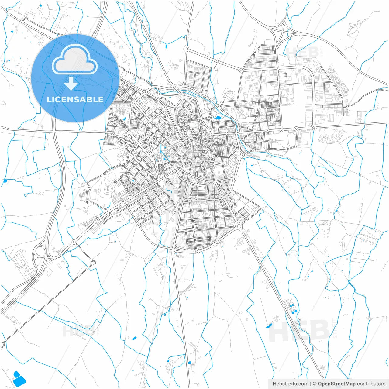 Huesca, Spain, city map with high resolution roads.