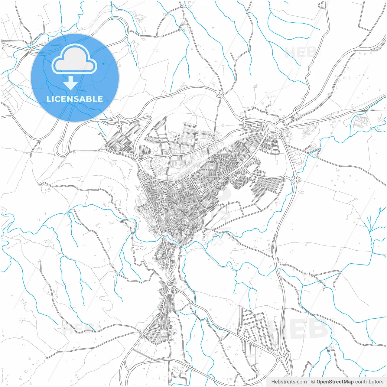 Ronda, Málaga, Spain, city map with high resolution roads.