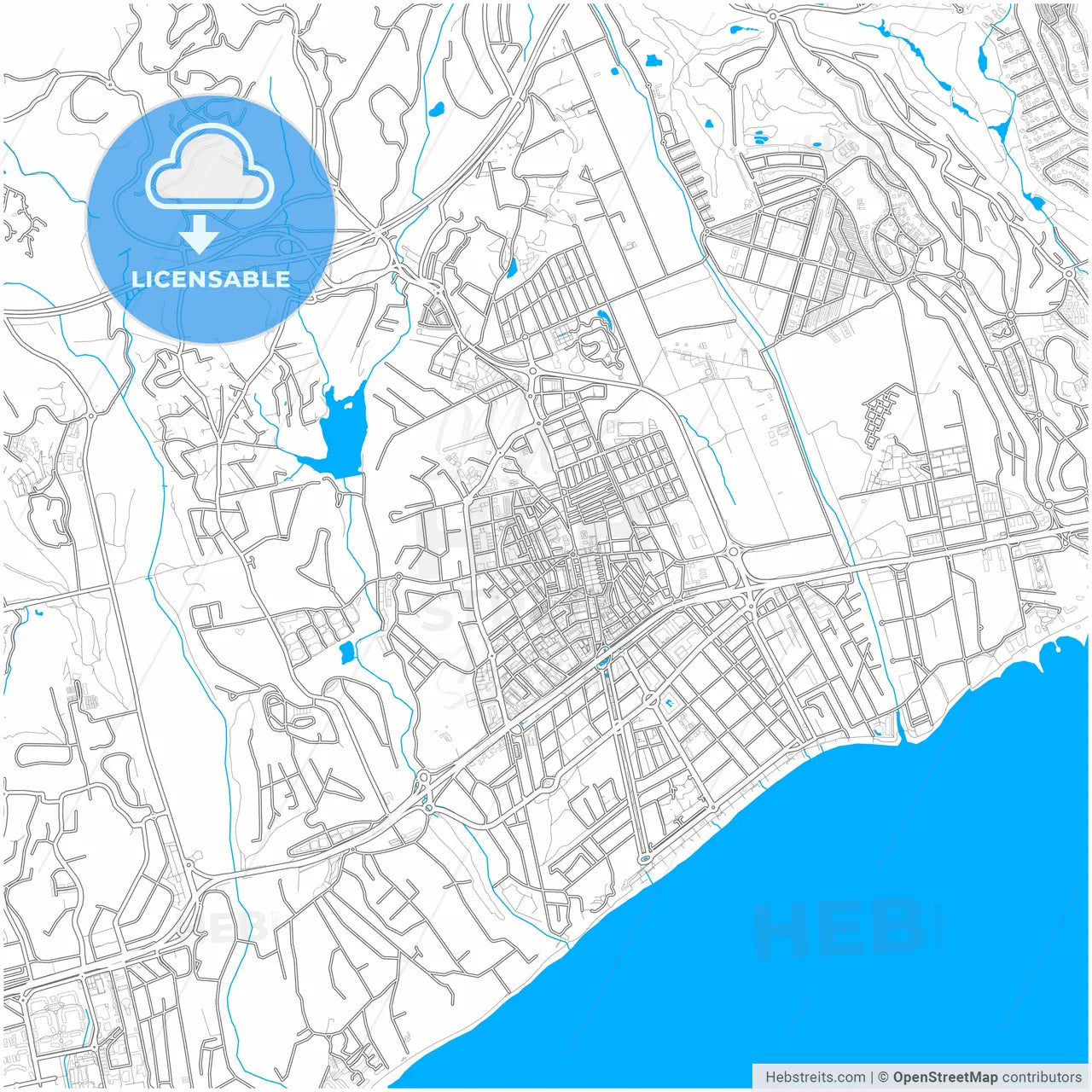 San Pedro de Alcántara, Málaga, Spain, city map with high resolution roads.