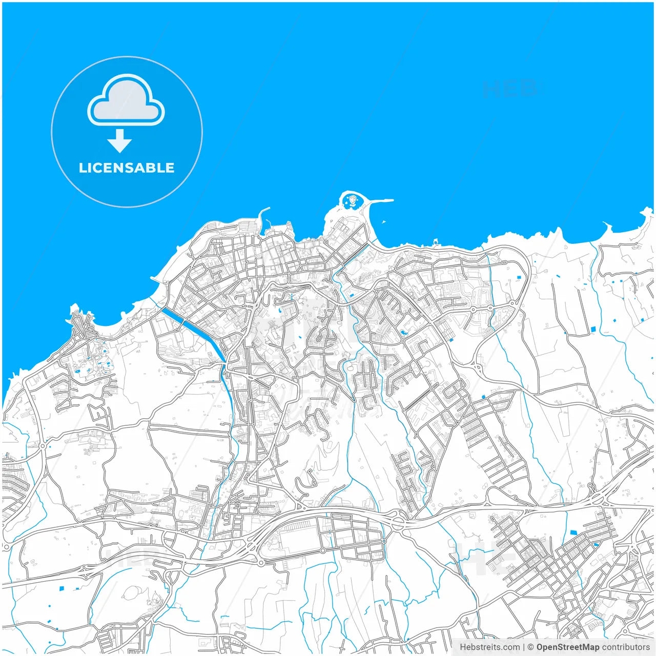 Puerto de la Cruz, Santa Cruz de Tenerife, Spain, city map with high resolution roads.