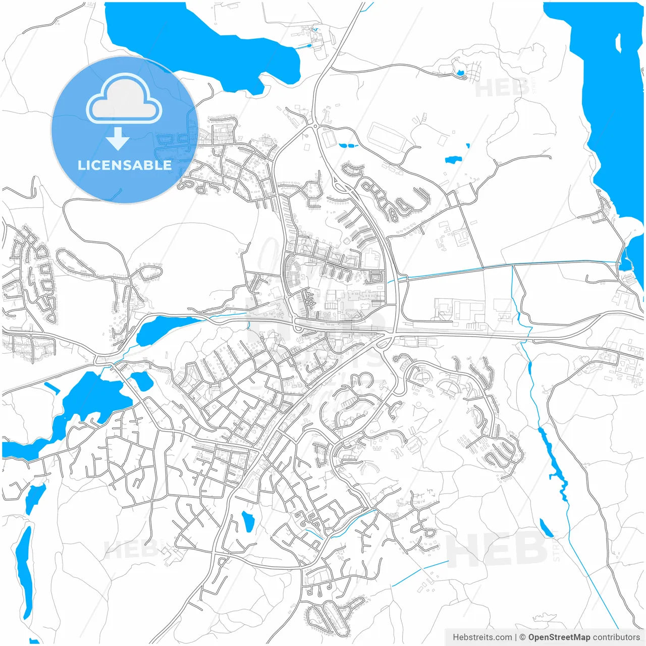Tumba, Sweden, city map with high resolution roads.