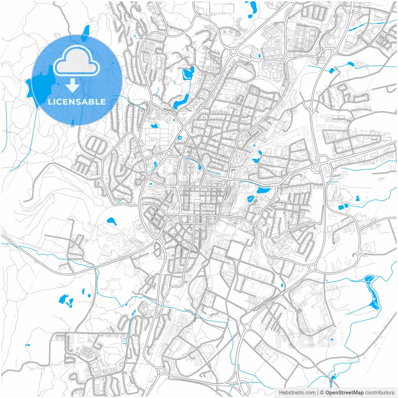 Skövde, Sweden, city map with high resolution roads.