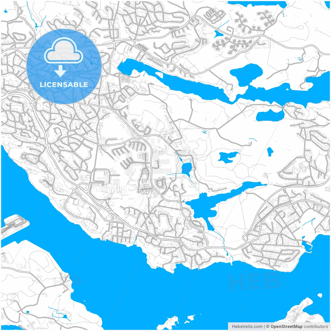 Lidingö, Sweden, city map with high resolution roads.
