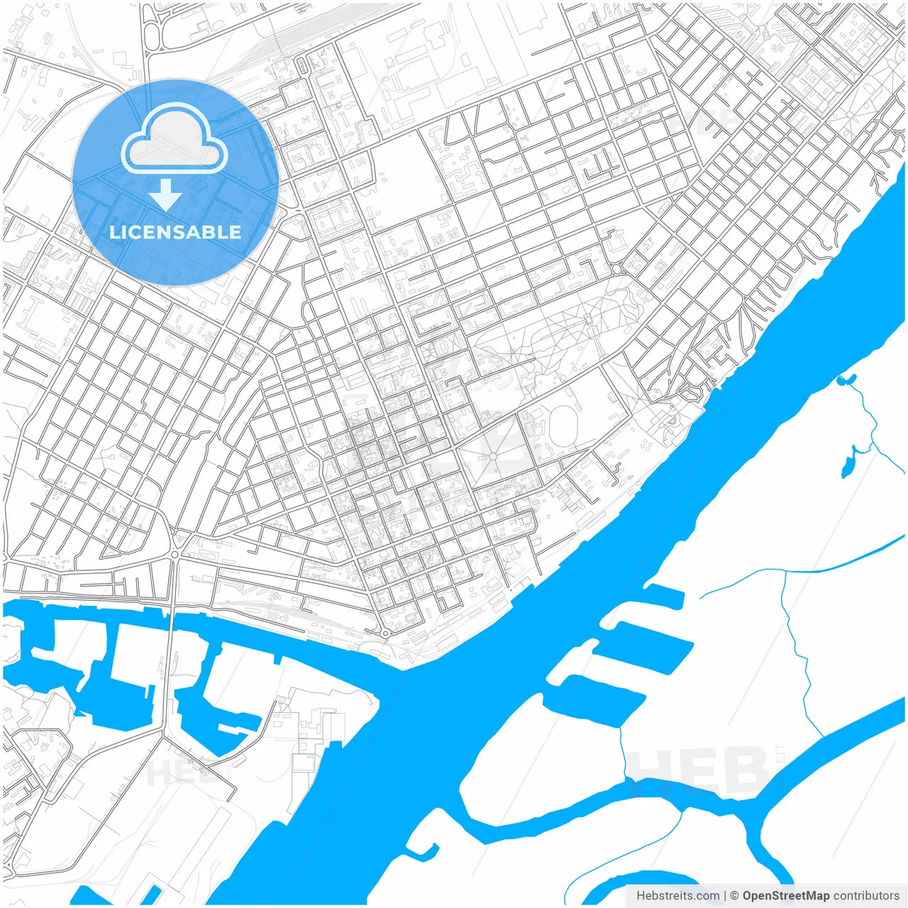 Kherson, Kherson Oblast, Ukraine, city map with high resolution roads.
