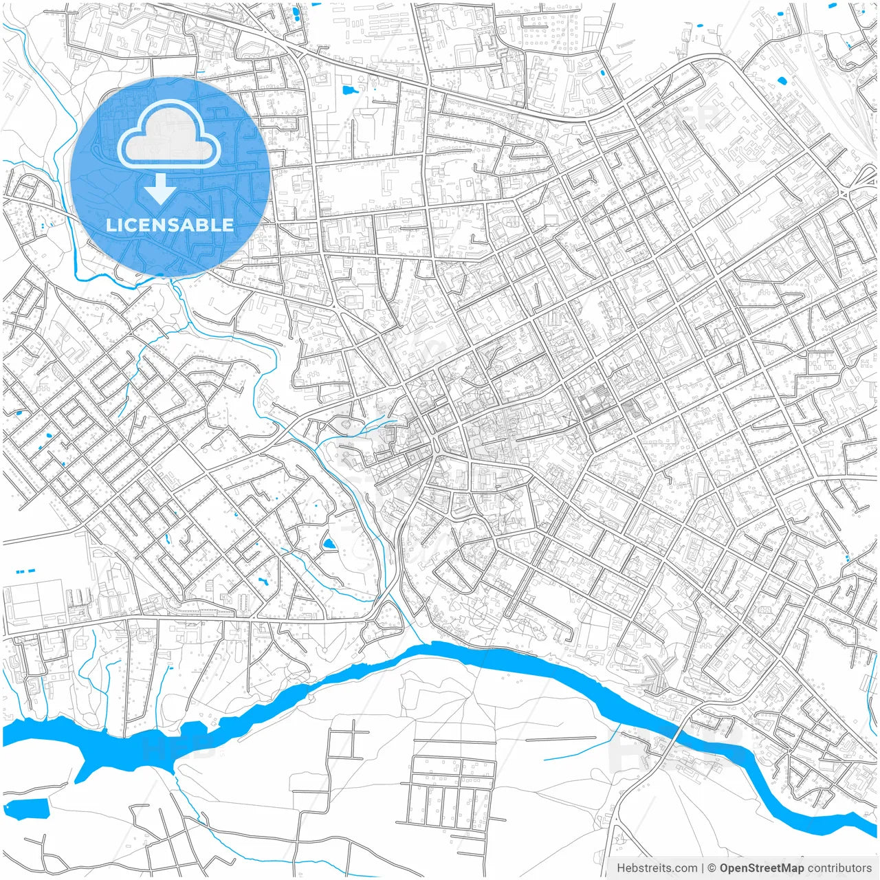 Zhytomyr, Zhytomyr Oblast, Ukraine, city map with high resolution roads.