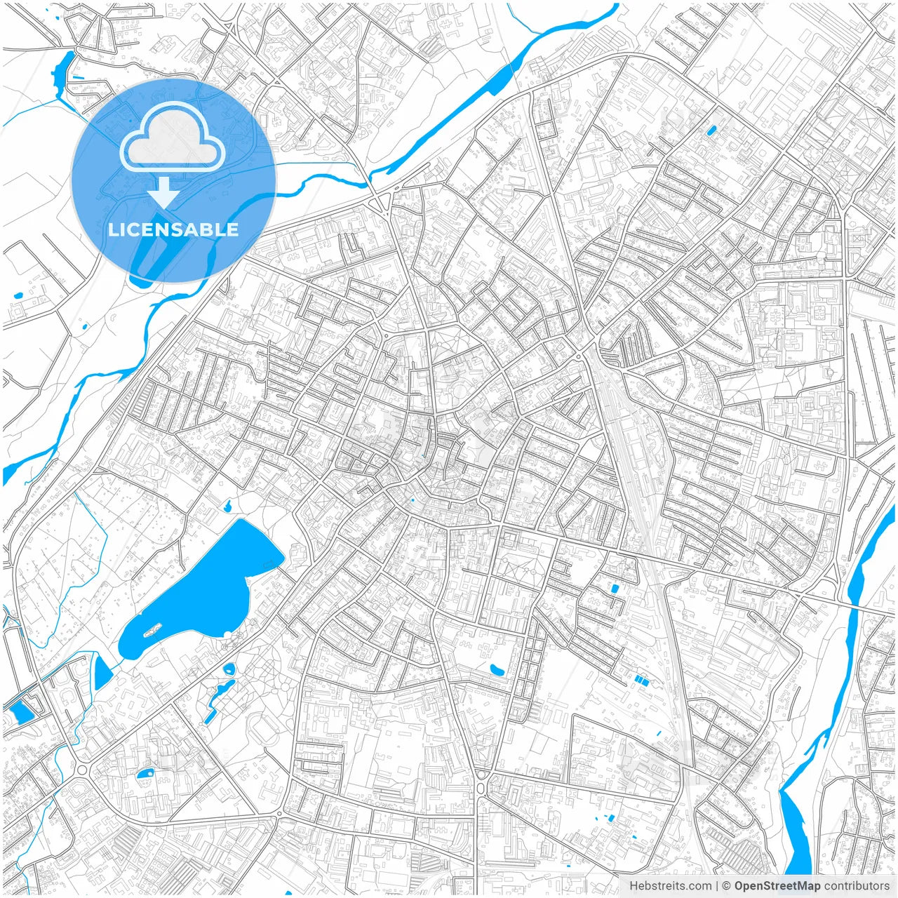 Ivano-Frankivsk, Ivano-Frankivsk Oblast, Ukraine, city map with high resolution roads.