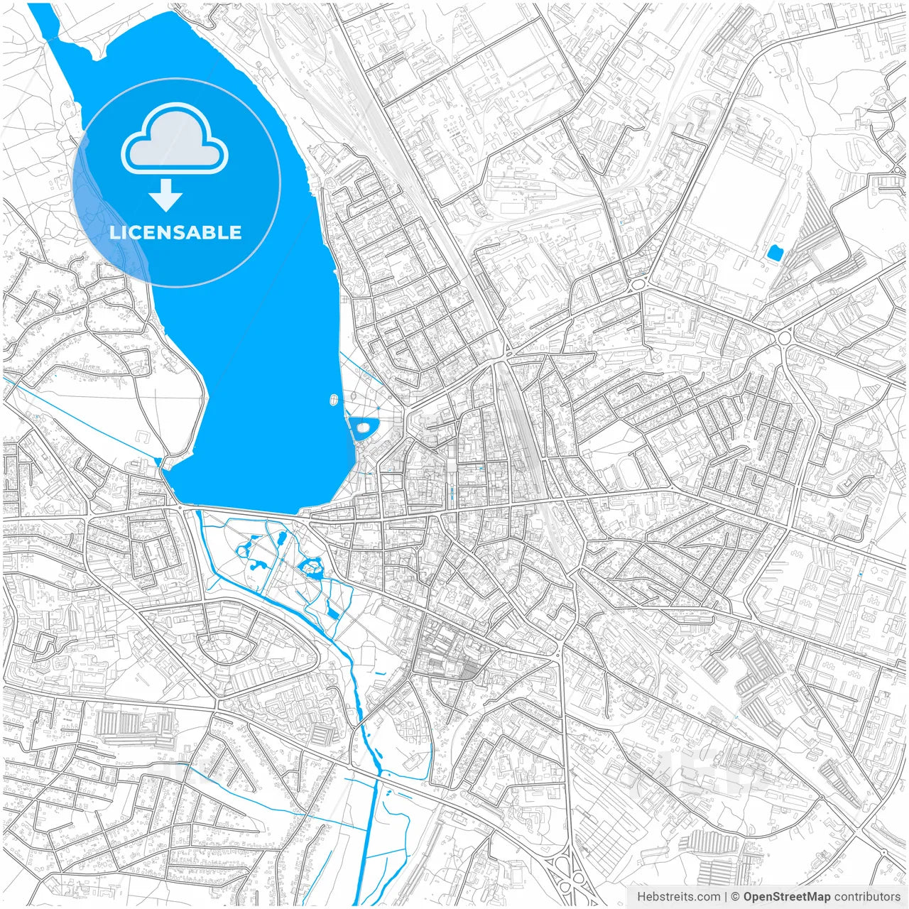 Ternopil, Ternopil Oblast, Ukraine, city map with high resolution roads.