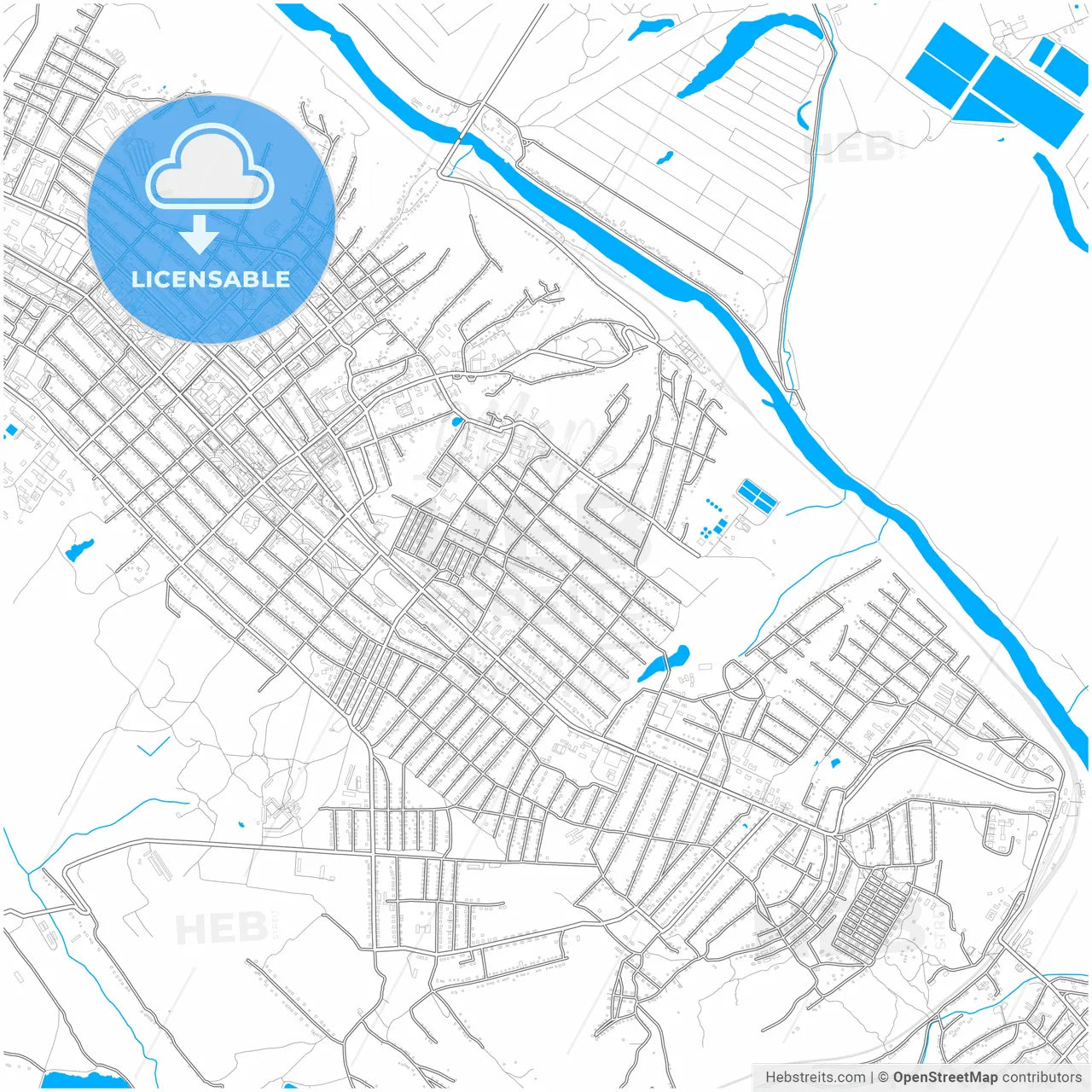 Lysychansk, Luhansk Oblast, Ukraine, city map with high resolution roads.