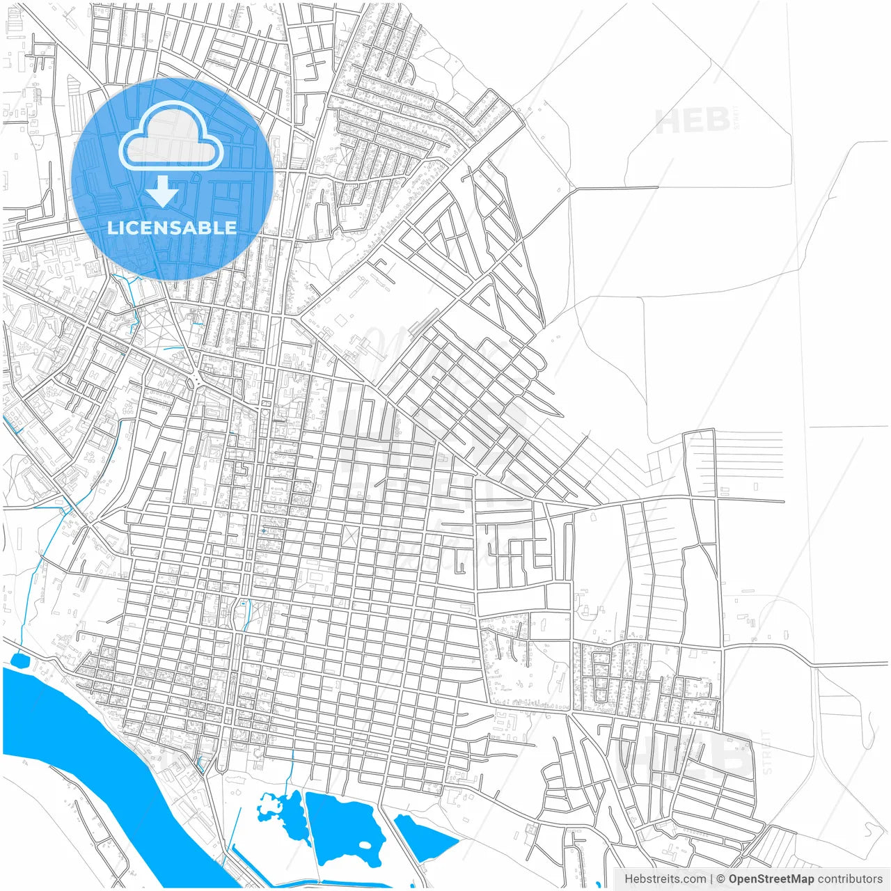 Izmail, Odessa Oblast, Ukraine, city map with high resolution roads.