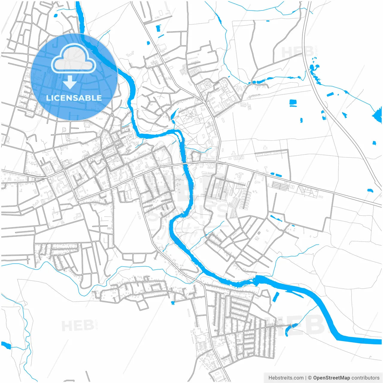 Novohrad-Volynskyi, Zhytomyr Oblast, Ukraine, city map with high resolution roads.