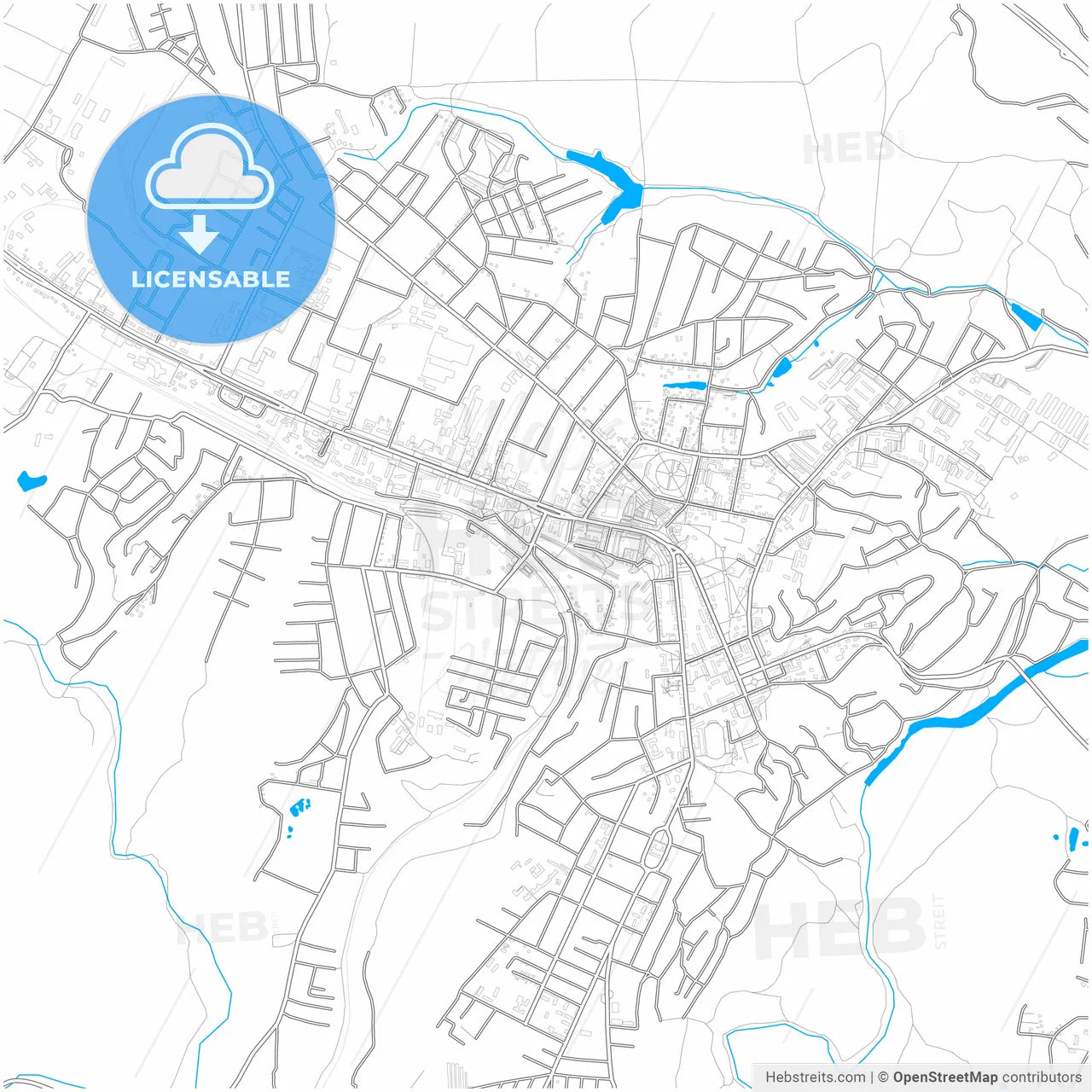 Lubny, Poltava Oblast, Ukraine, city map with high resolution roads.