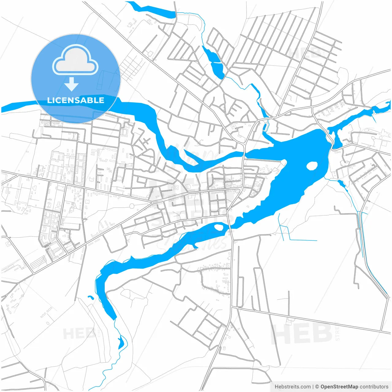 Starokostiantyniv, Khmelnytskyi Oblast, Ukraine, city map with high resolution roads.