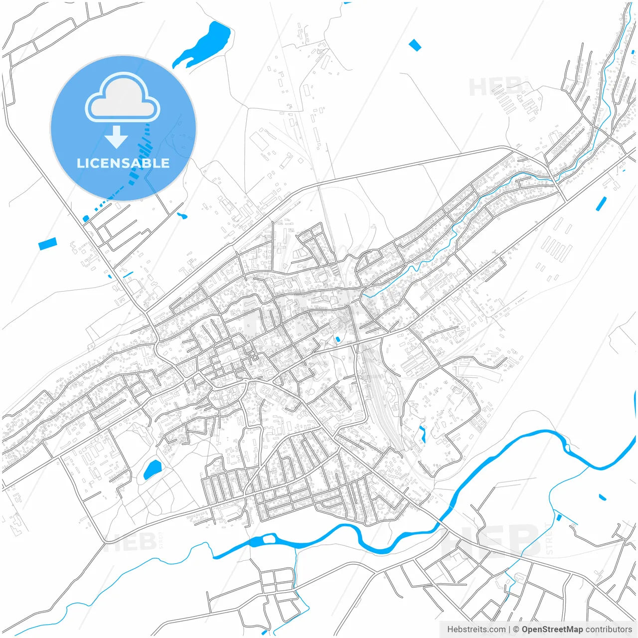 Sambir, Lviv Oblast, Ukraine, city map with high resolution roads.
