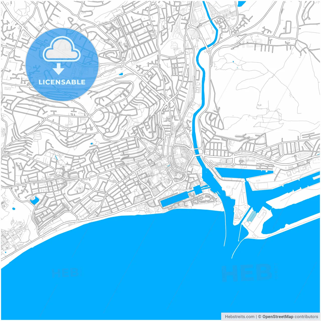 Swansea, Swansea, Wales, city map with high resolution roads.