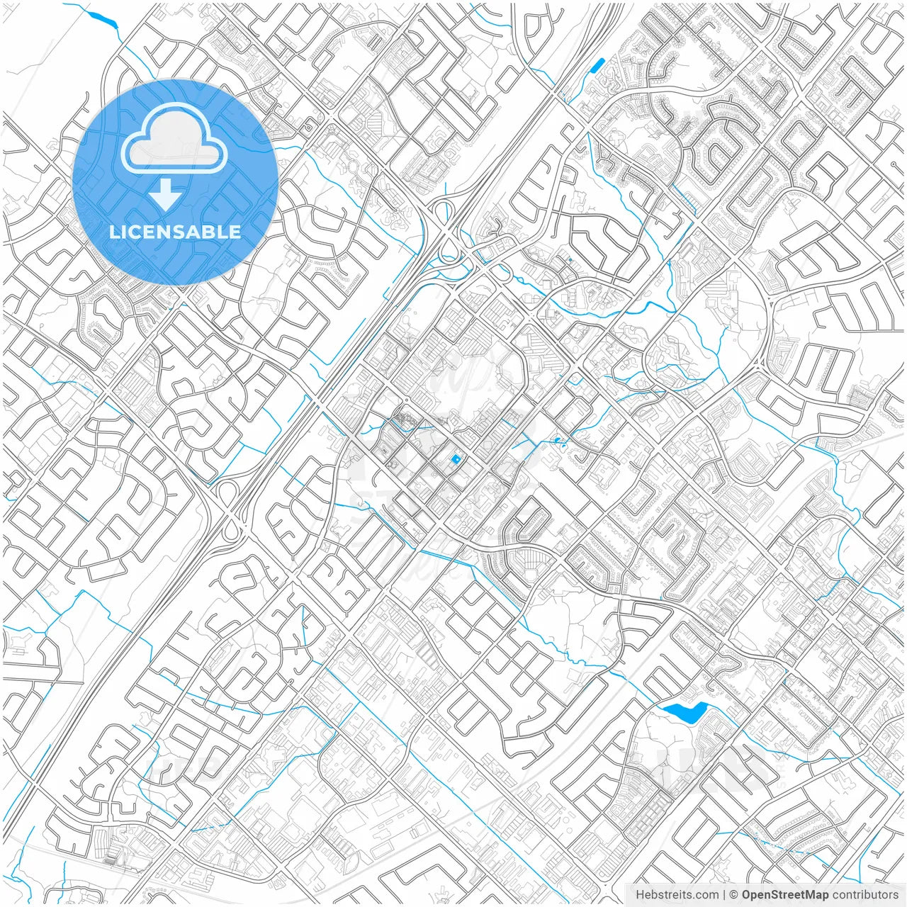 Mississauga, Ontario, Canada, city map with high resolution roads.