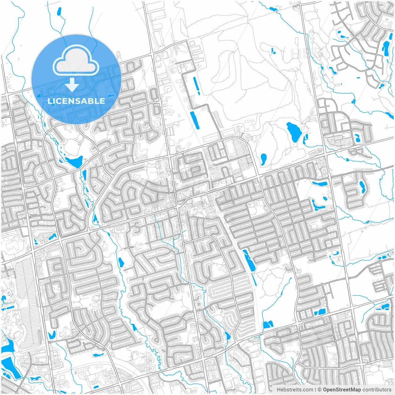 Vaughan, Ontario, Canada, city map with high resolution roads.