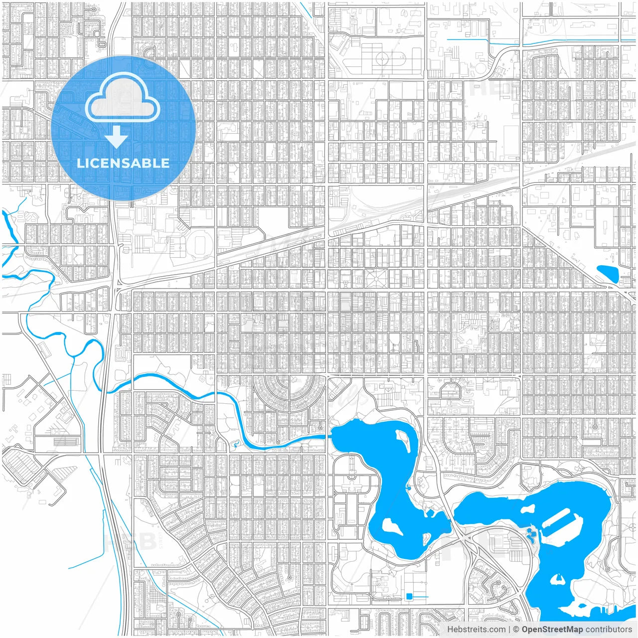 Regina, Saskatchewan, Canada, city map with high resolution roads.